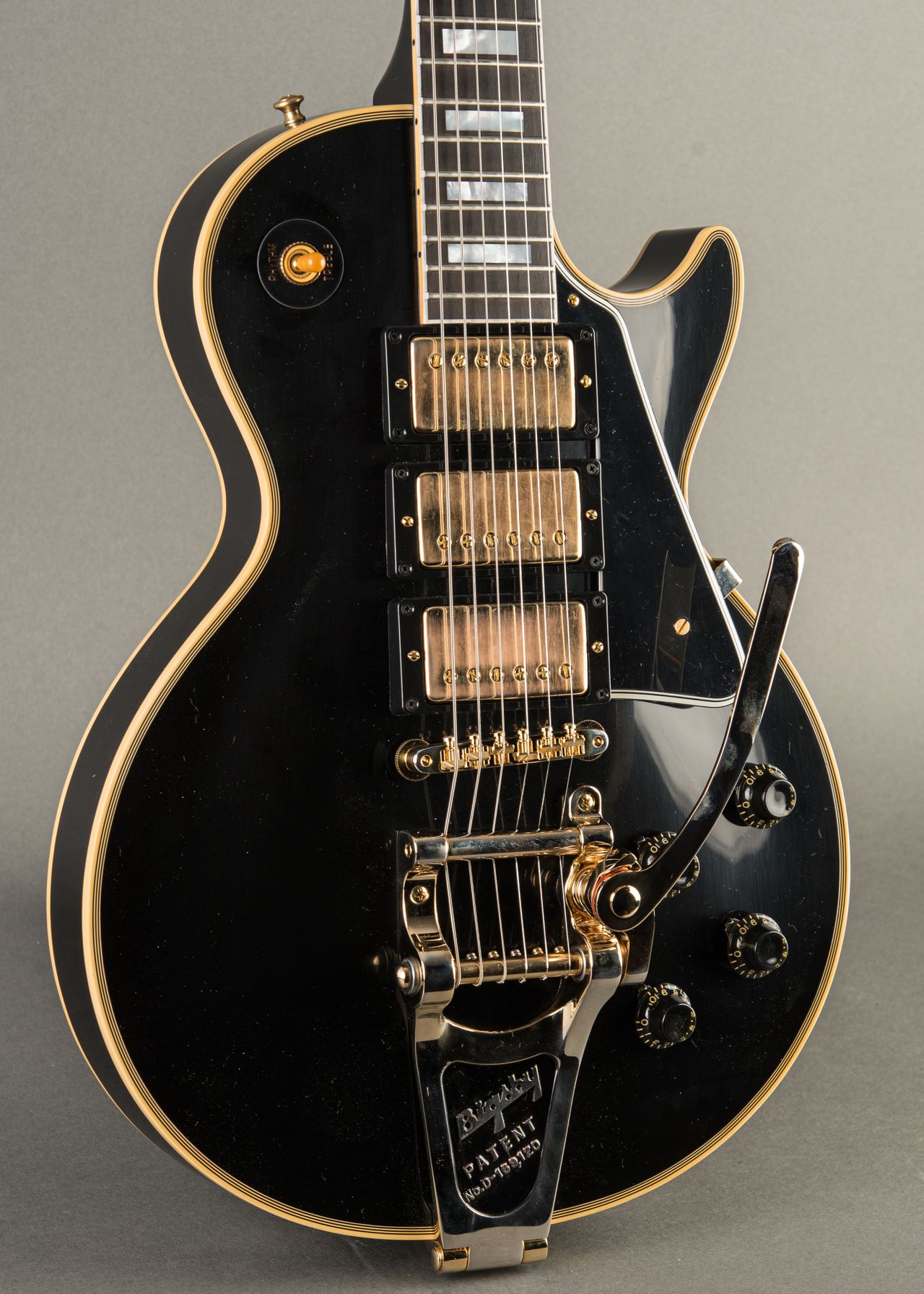 Carter Vintage - Gibson 1957 Les Paul Custom Reissue 3-Pickup Bigsby VOS  2024, Black | Carter Vintage Guitar