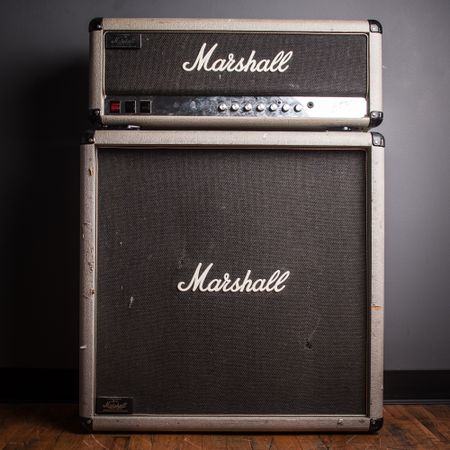 Marshall Silver Jubilee 2553 50w Head w/ Matching 2551B 4x12 1987, Grey thumbnail