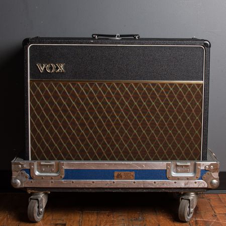 Vox 2x12 Ext Cabinet w/ Alnico Blue Speakers & Road Case 2000's, Black thumbnail