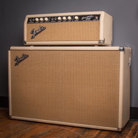 Fender Bassman Tuxedo Head w/ 2x12 Cabinet Rare 6G6-C 1964, Blonde thumbnail