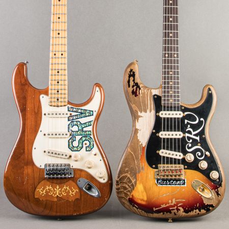 Fender Custom Shop "Number One" Stevie Ray Vaughan Stratocaster & Custom Shop Masterbuilt Stevie Ray Vaughan "Lenny" Tribute Stratocaster 2004 & 2007, Sunburst Relic & Dark Natural thumbnail