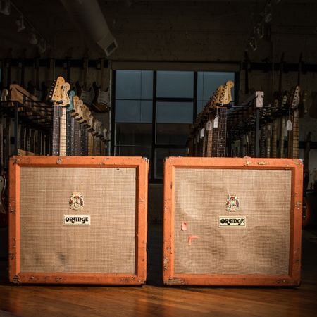 Orange PPC412 4x12 Straight Cab (x2) w/ Road Case Owned By Marcus King 2010's, Orange thumbnail