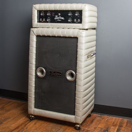 Kustom K100 Head w/ 2x12 Cabinet Tuck & Roll 1970's, Silver Sparkle thumbnail