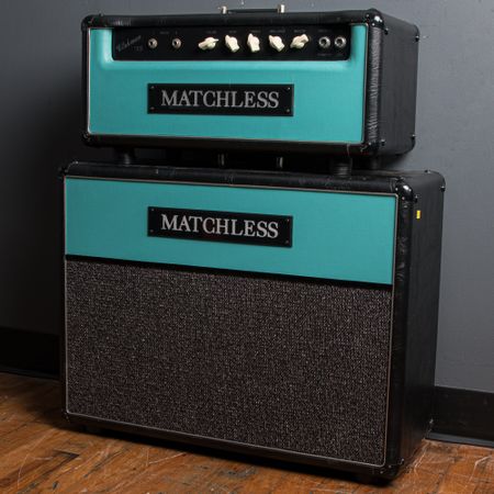 Matchless Clubman 35 Head (6SH7) & 2x10 Cab Sampson Era 1993, Black & Torquoise thumbnail